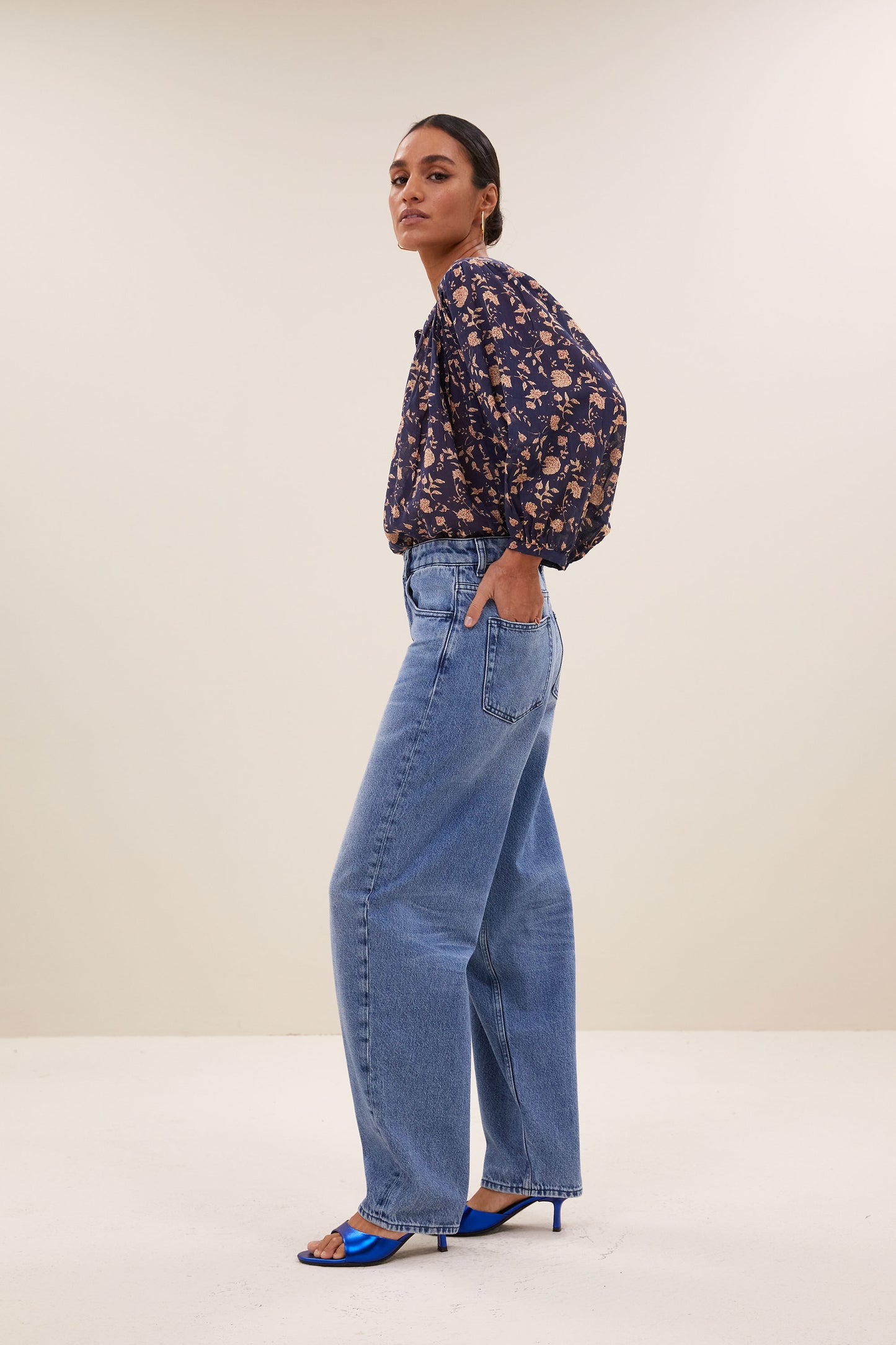 becky blue flower blouse - Exclusively available in our physical store
