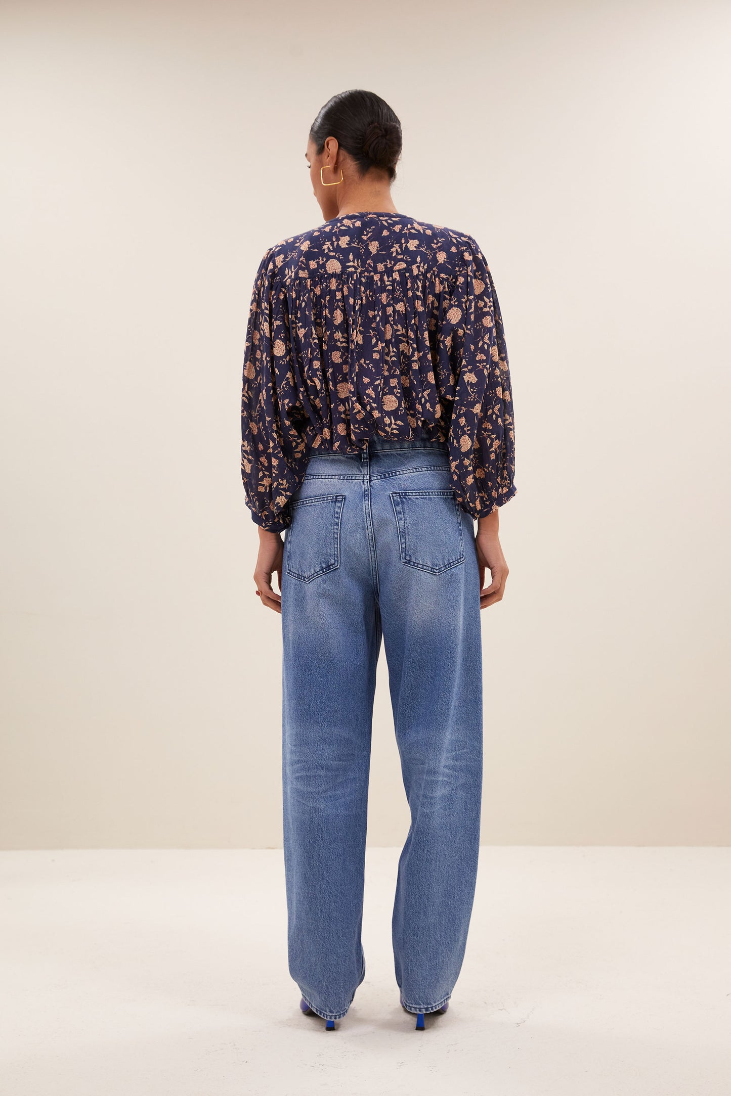 becky blue flower blouse - Exclusively available in our physical store