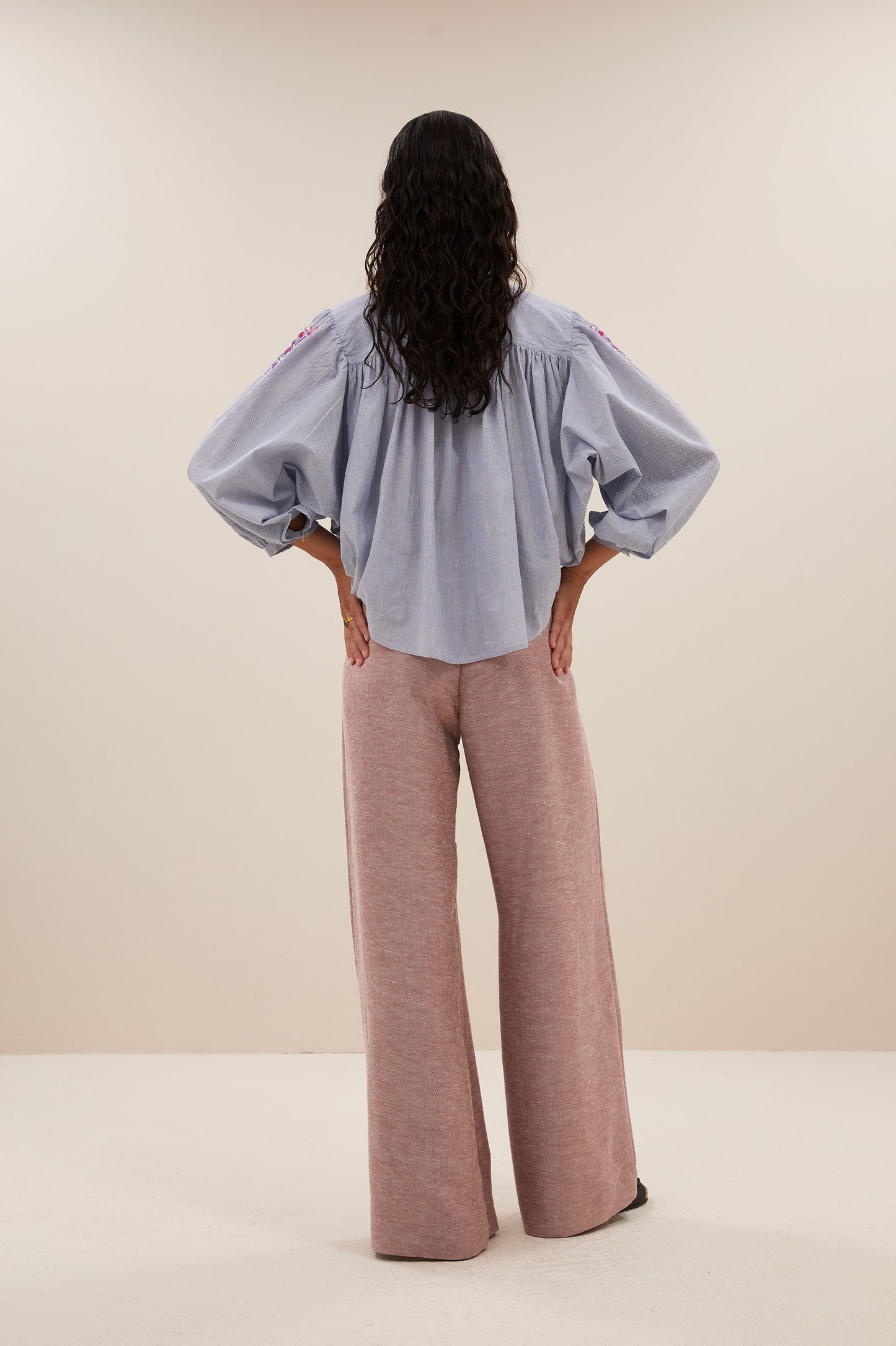 becky pinstripe blouse- Exclusively available at our physical store