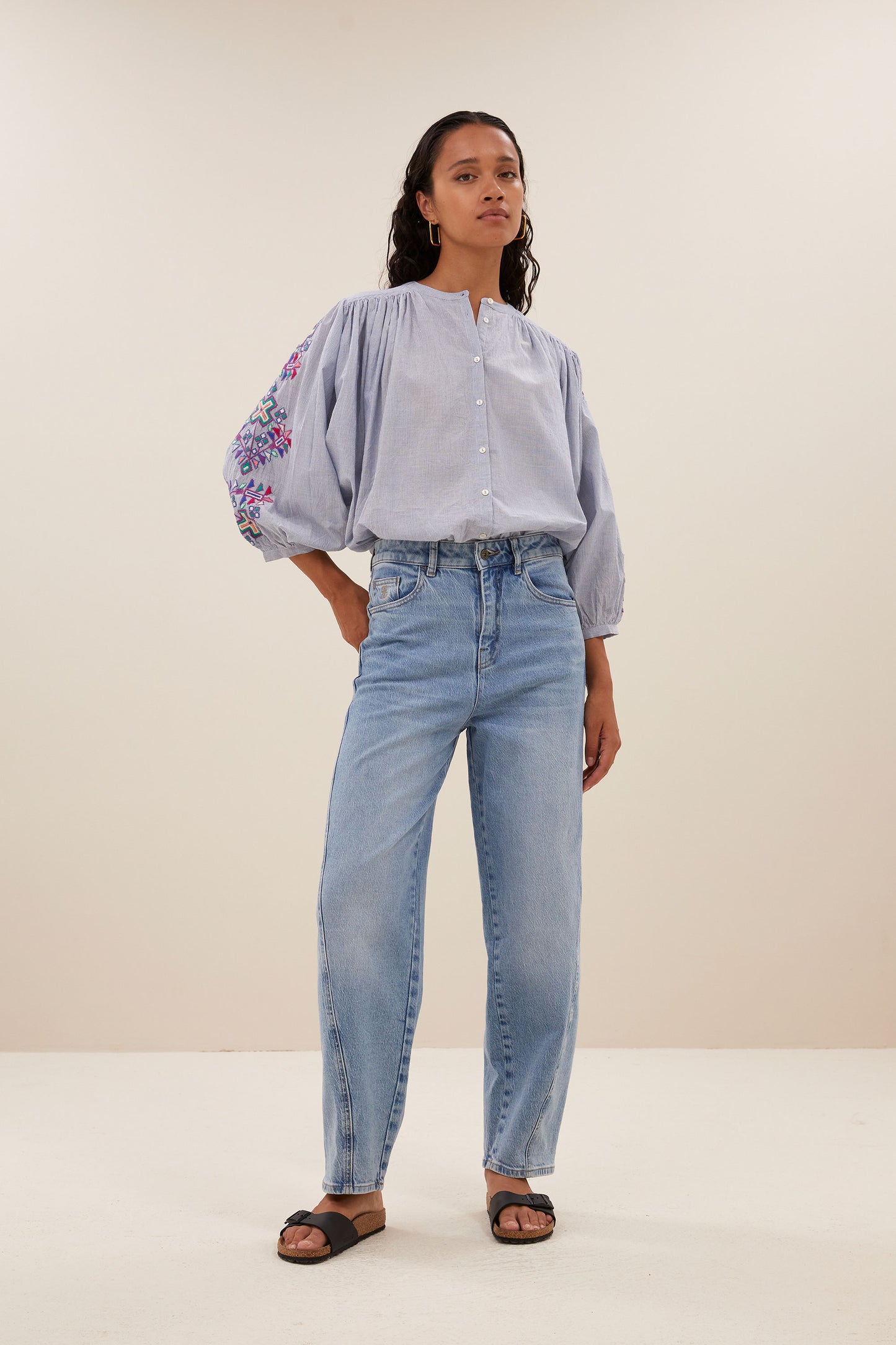 becky pinstripe blouse- Exclusively available at our physical store