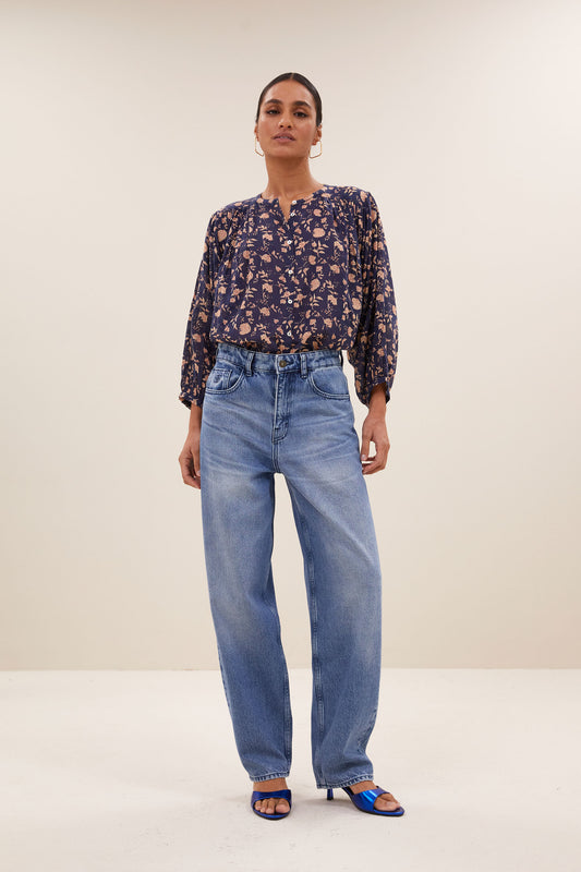 becky blue flower blouse - Exclusively available in our physical store