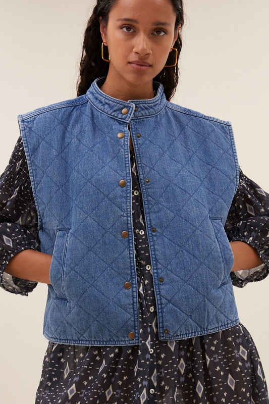 mave denim sleeveless jacket