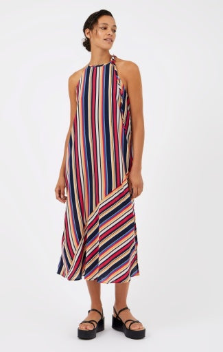 MIDI STRIPED DRESS WITH HALTER NECK SUMMER MULTICOLOUR  - GREAT PLAINS